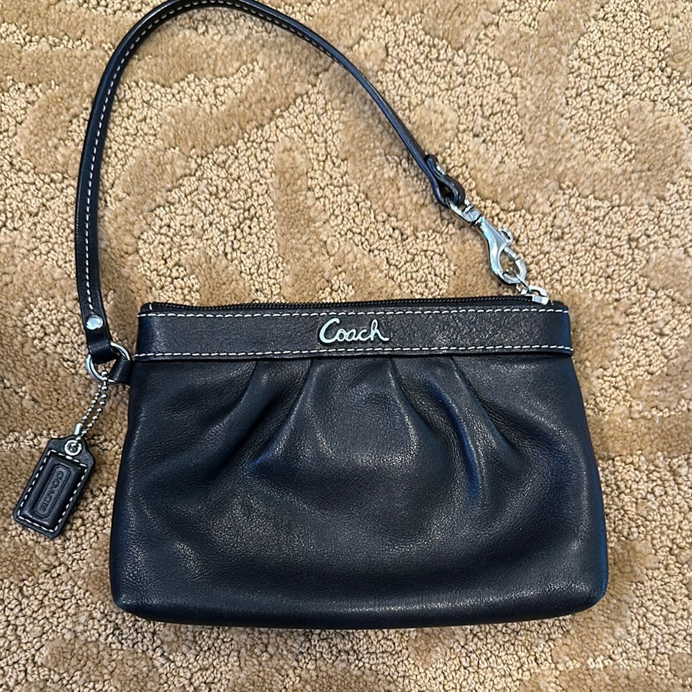 Coach Black Leather Wristlet